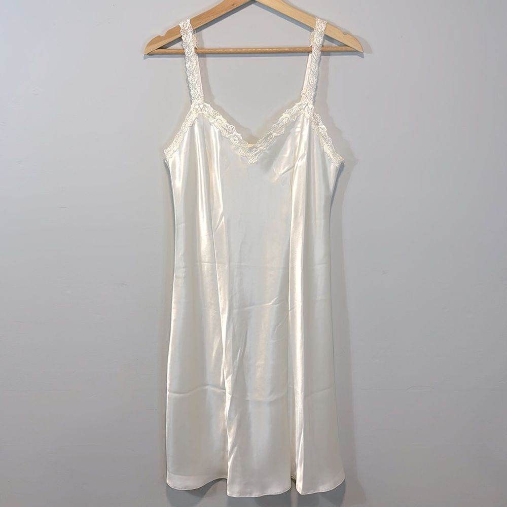 ⭐️ Silky Cream White Bridal Slip Lingerie Dress